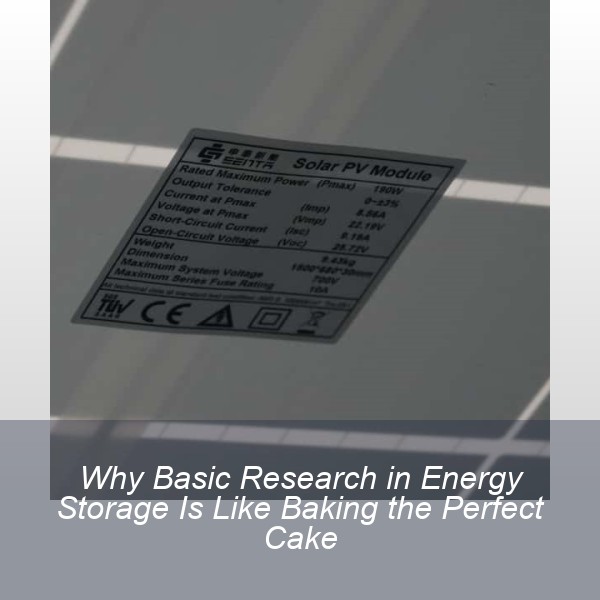 Why Basic Research in Energy Storage Is Like Baking the Perfect Cake