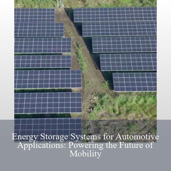 Energy Storage Systems for Automotive Applications: Powering the Future of Mobility