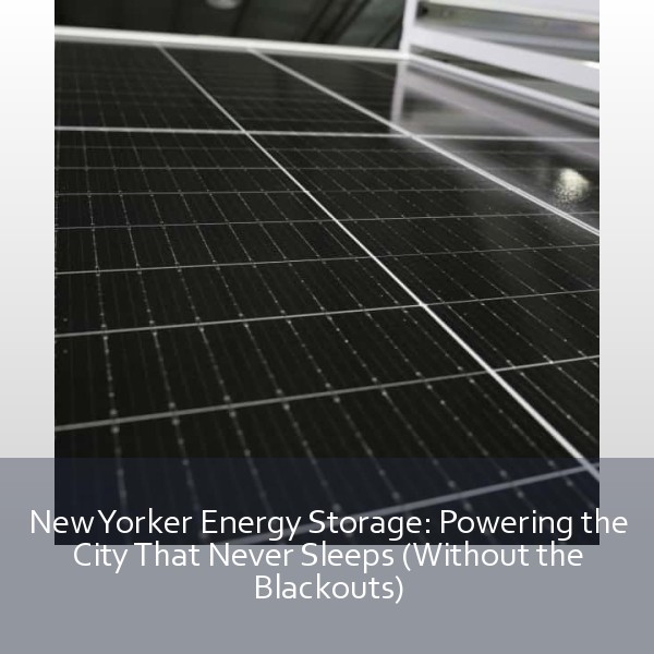 New Yorker Energy Storage: Powering the City That Never Sleeps (Without the Blackouts)