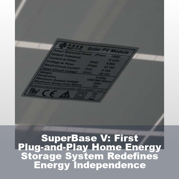 SuperBase V: First Plug-and-Play Home Energy Storage System Redefines Energy Independence